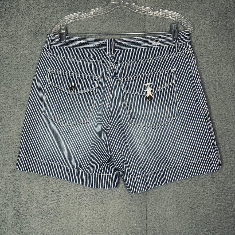 Lauren Ralph Lauren Hickory Stripe Denim Shorts Blue White Nautical Womens 8 - Picture 2 of 6